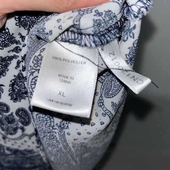 Soho New York & Company Women's Black White Paisley Zip Sleeveless Blouse XL - Picture 10 of 11